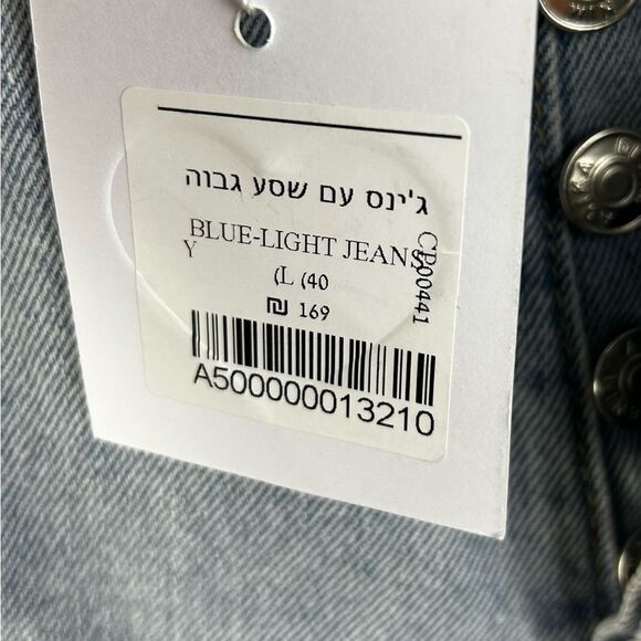 Adika Blue Light Jeans Distressed With Side Slits Button Fly Distressed Sz L New - Picture 7 of 10